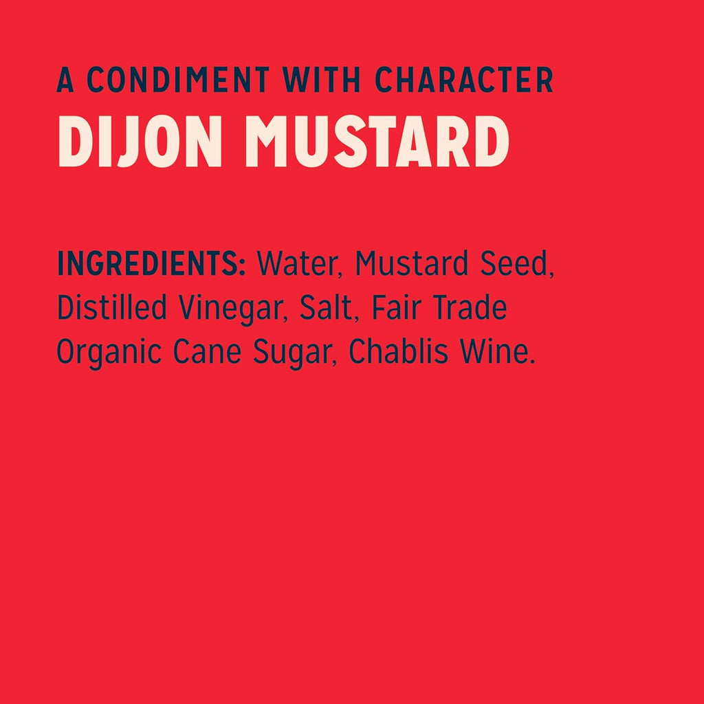Mustard, Dijon, 6 Count Gluten Free, Certified Vegan, Non- GMO Project Verified, from 100% Grade-A Mustard Seeds, Shelf-Stable, 9 Oz