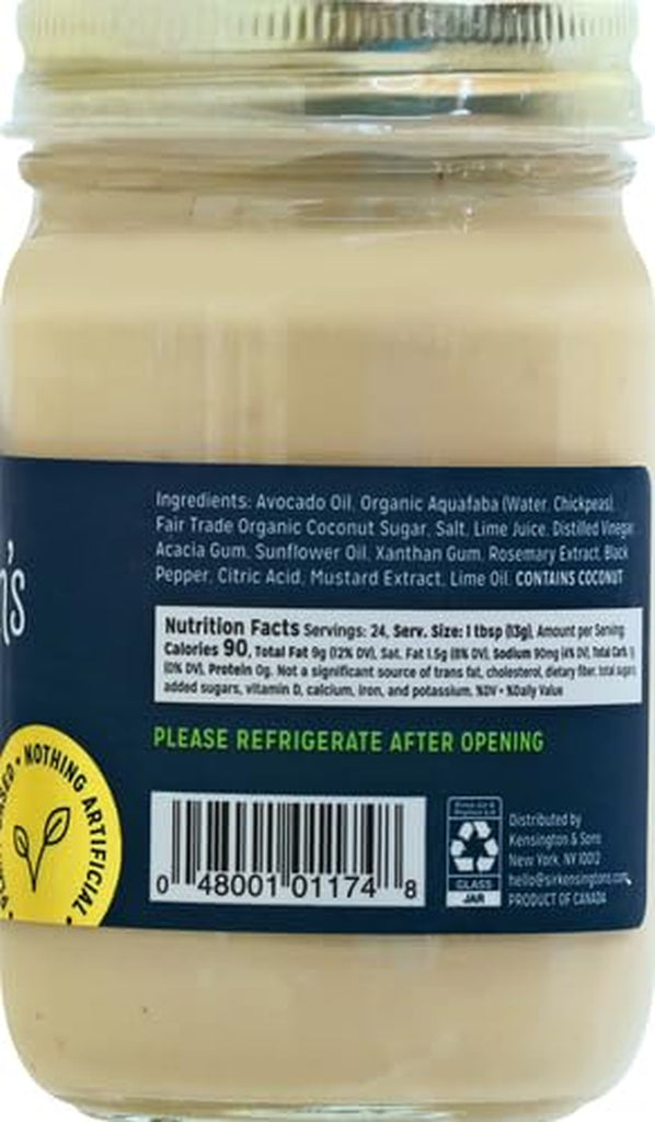 Sir Kensington'S Vegan Mayo Avocado Oil Keto Diet Certified Gluten Free Certified Vegan Soy Free Non- GMO Project Verified Shelf-Stable 12 Oz